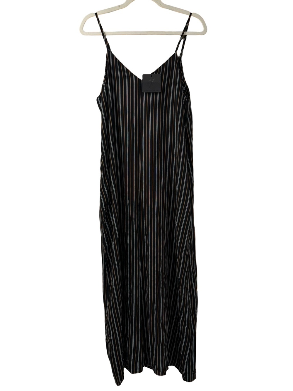 🟤🖤 Dress Forum Black Striped Jumpsuit with White & Tan Stripes Romper Playsuit